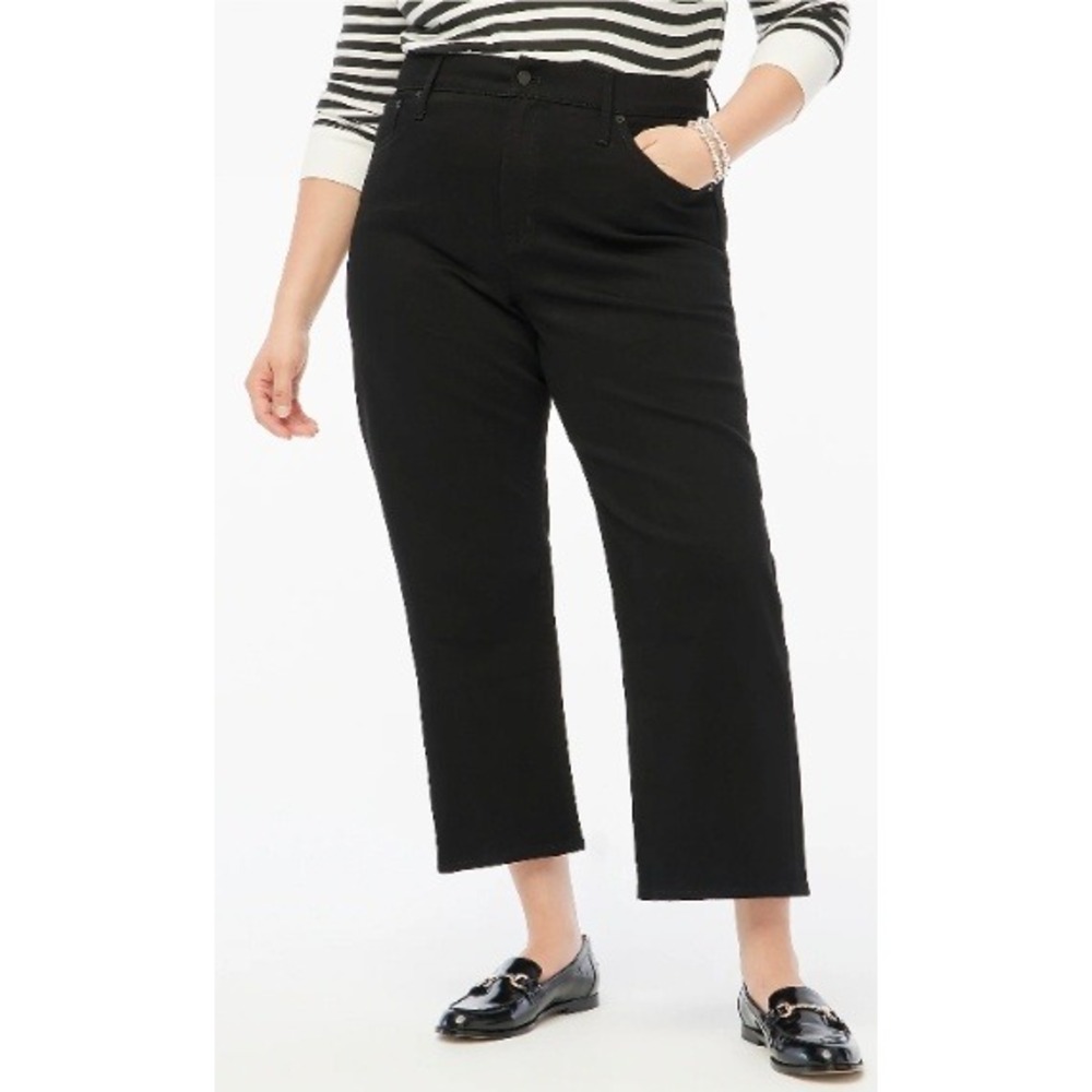 J.Crew Black Wide-Leg Crop Jeans High Rise Denim Pants Size 34 14-16NEW $118